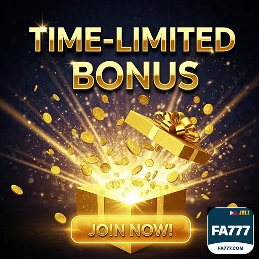 fa777 bonus gift box with golden ribbon, festive rewards promotion