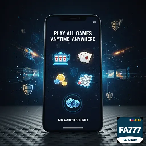 fa777 mobile casino games app displayed on a smartphone screen, showing slots and roulette